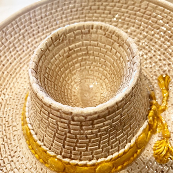 VINTAGE WHITTIER ceramic pottery COWBOY HAT chip & dip serving tray dish EUC - Picture 5 of 7